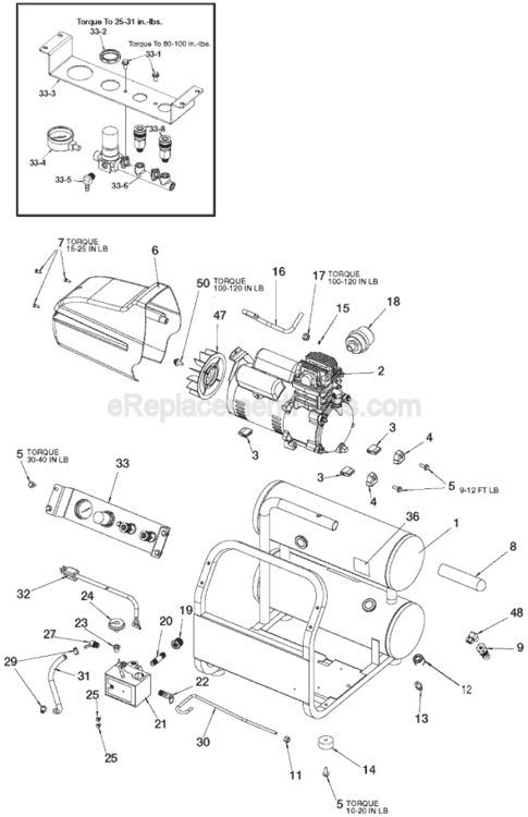 Page A Diagram and Parts List for CPLDC2540S Type 1 Porter Cable Compressor